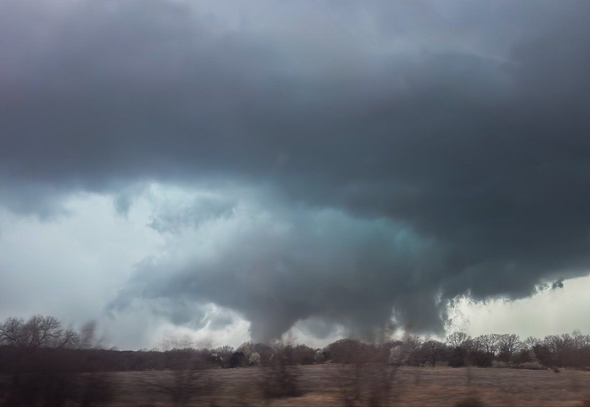 austinmorlock_'s tweet photo. One more shot of the Bristow, OK tornado from Friday afternoon, as it was crossing I-44. Pretty good way to start the 2026 season. #okwx https://t.co/B9i8UFvK8v