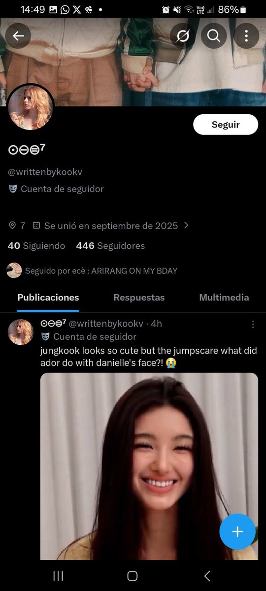 tengan cuidado con seguir este tipo de cuentas creyendo que son armys solo por tener el logo de arirang o el 7 o ot7 en el perfil porque NO lo son, estas cuentas son antis de jm, fíjense si las siguen o tienen mutuals que las sigan 
x.com/divinegria
x.com/writtenbykookv