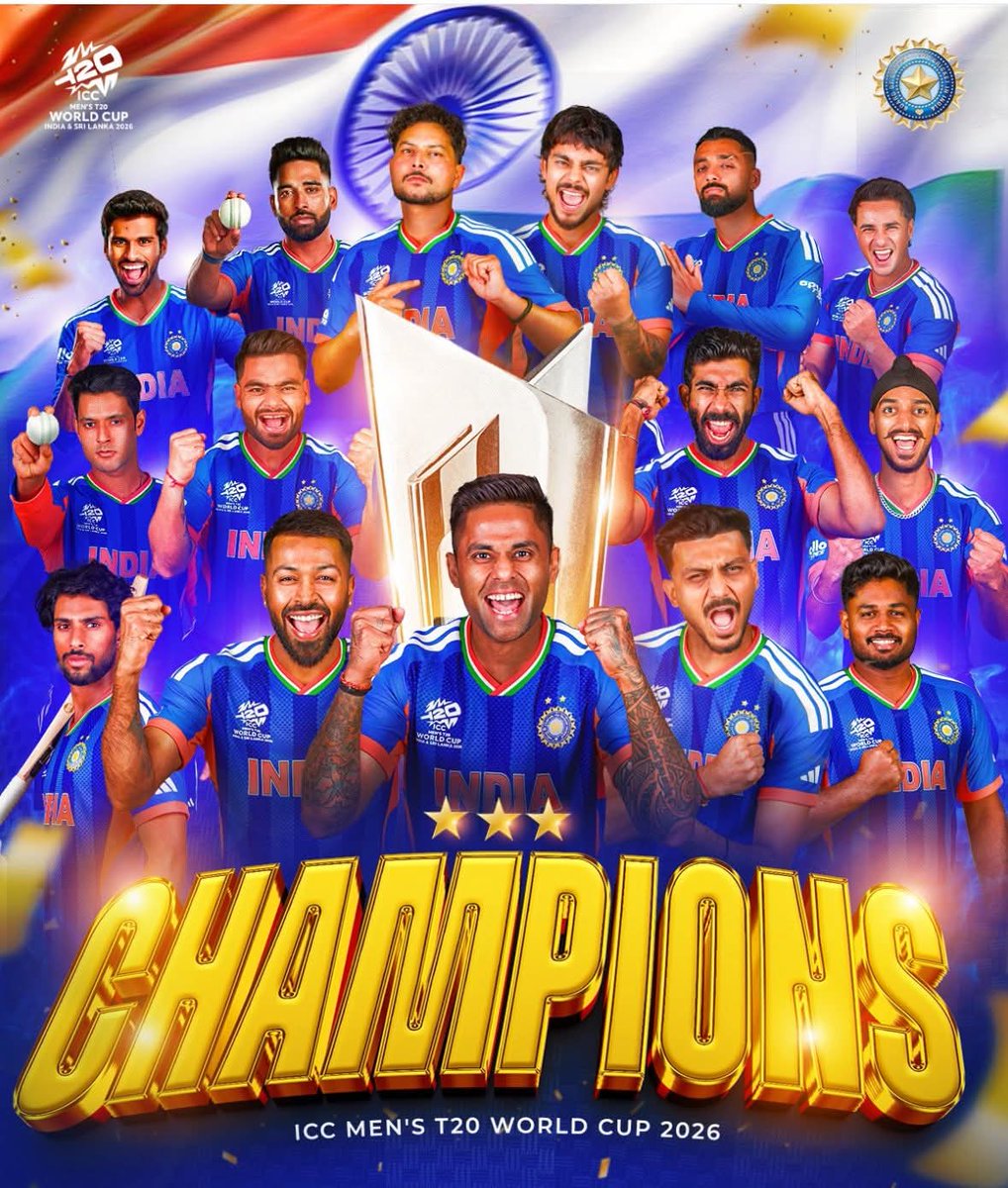 Champions! Proud moments for all Indians! 

#cricket #T20WorldCup2026final