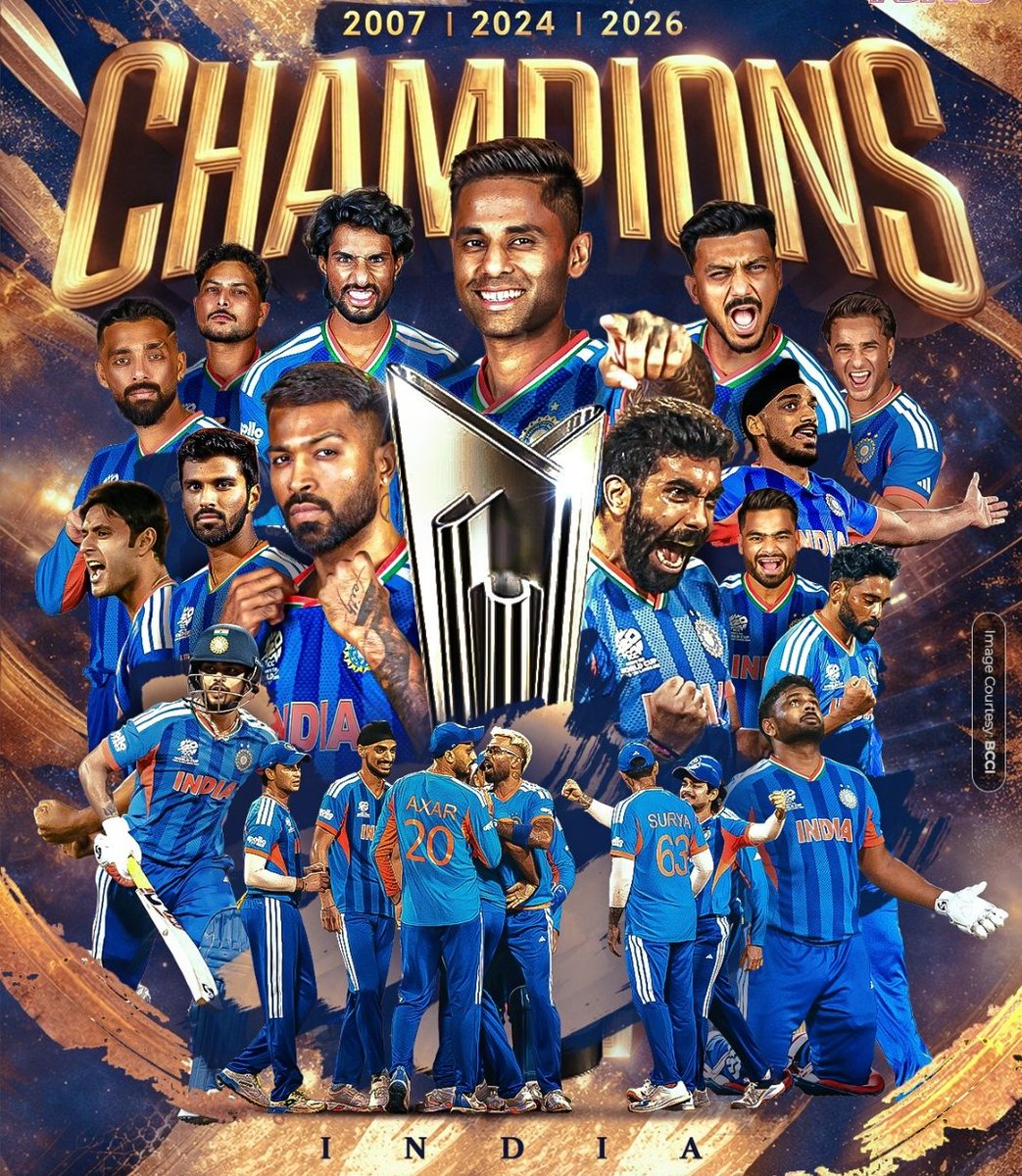 itsmesumanc's tweet image. India are the T20 World Champions again! 🇮🇳🏆
What a journey, what a team, what a moment!
The Men in Blue have done it for the nation. ❤️🔥 
#IndiaVsNewZealand #champions 
#thirdtime
