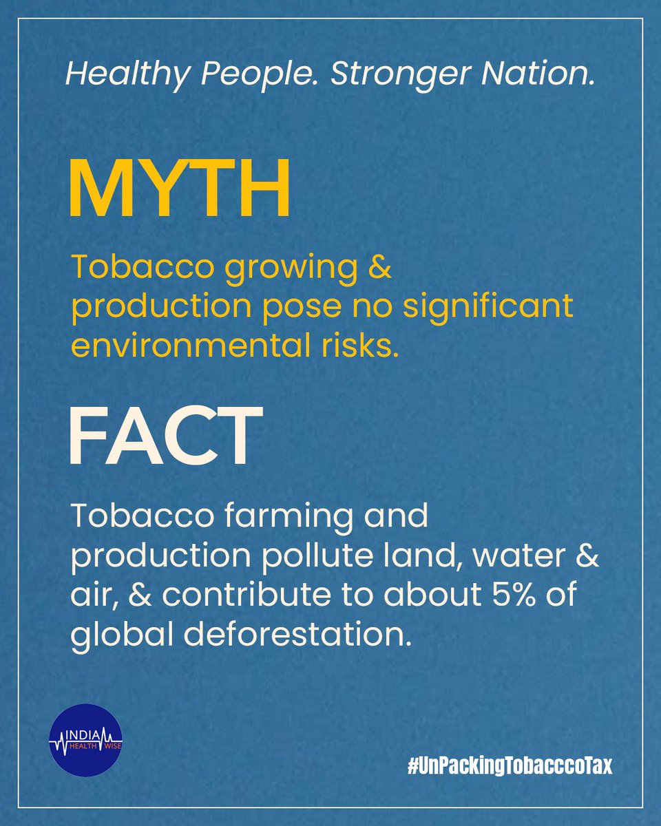Unpacking Tobacco Tax Myths: 

Tobacco production lies a broader environmental story. Land clearing, soil erosion, chemical waste and non-biodegradable cigarette filters all contribute to long-term ecological damage.

Healthy People. Stronger Nation.

#UnpackingTobaccoTax