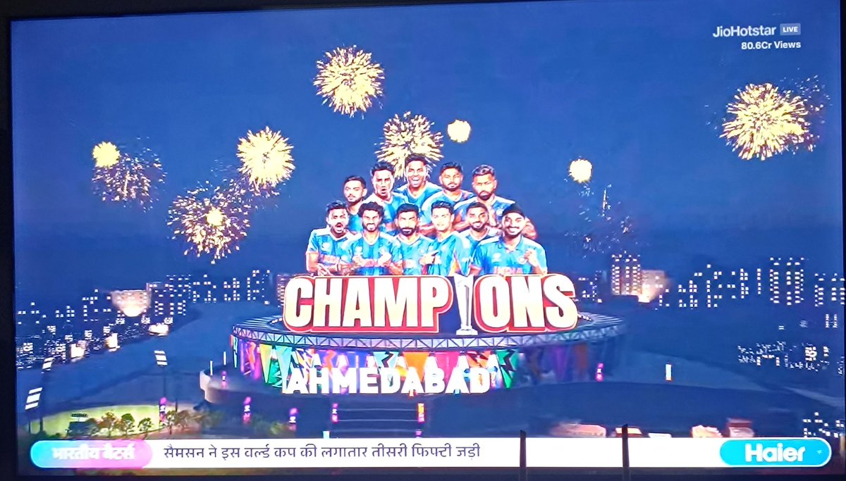 MManisha09's tweet photo. Congratulations team India.What an astonishing knock by everyone. Feeling so Proud. Go #teamindia #T20WorldCup2026final #SanjuSamson https://t.co/uQVj4mzKSP