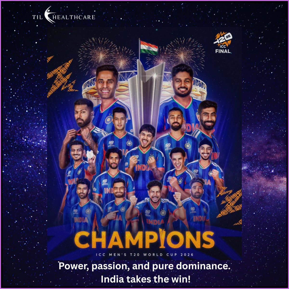 TilHealthcare's tweet photo. TIL Healthcare congratulates Team India on a remarkable T20 victory! A proud moment for the nation! India! India!
#TILHealthcare #TeamIndia #T20Victory #WinningSpirit #Teamwork #Cricket #IndiaWins #ProudMoment #Indiat20 #T20Winners #CricketFans #SpiritOfIndia #Champions #CDMO https://t.co/bvOwSr8EU5