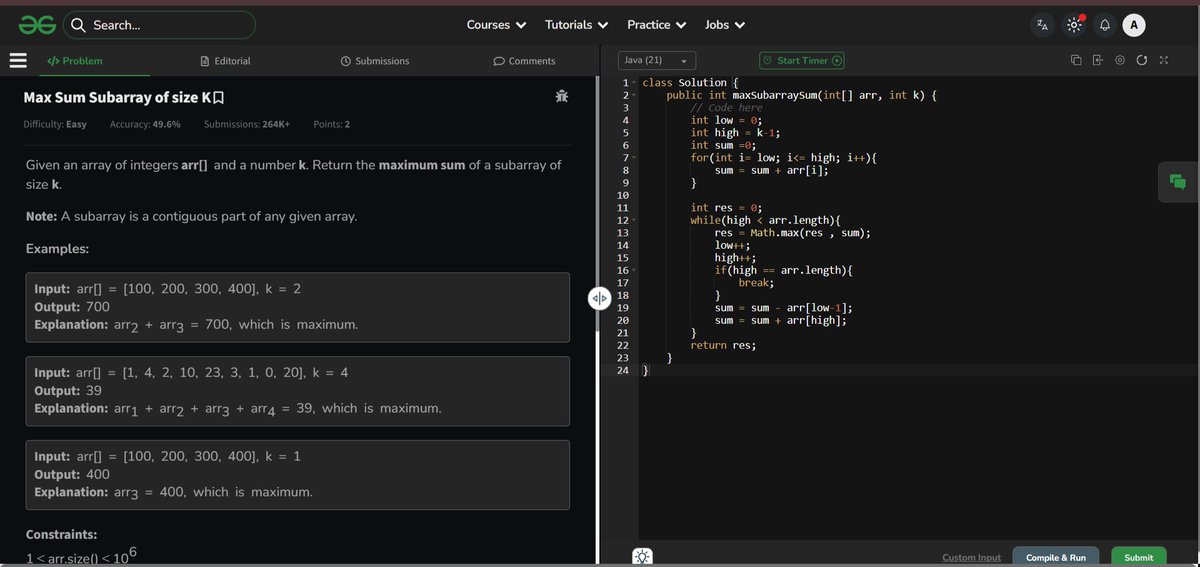 PlacementDiary's tweet image. Day 33📆

DSA (Sliding Window Pattern):
LC 209. Minimum Size Subarray Sum
GFG:Maximum Sum Subarray of Size K

Revision 

English:
Spoken practice

Watch the IND vs NZ .
#Day33 #DSA #SlidingWindow #LearningInPublic #Consistency
#IndiaWin