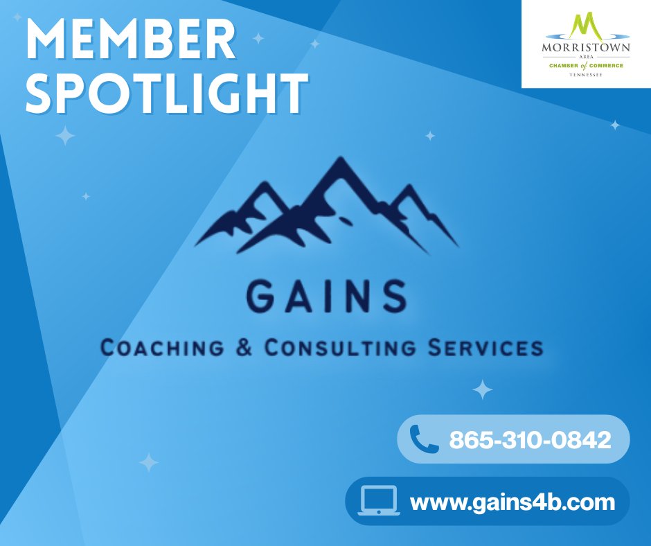 GAINS Coaching &amp; Consulting
📈 Helping leaders grow and businesses thrive—connect with GAINS Coaching &amp; Consulting.
📍 Morristown &amp; surrounding areas 
📞 (865) 310-0842
🌐 gains4b.com
#GoldStarMember #LeadWithGAINS #MorristownTNChamber