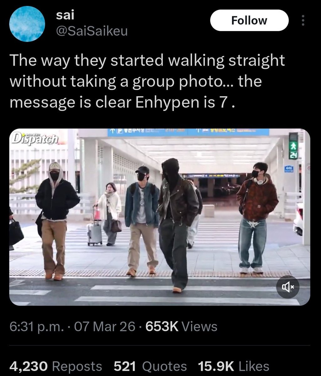 In an industry full of idols being scared to go against their agency, enhypen today protested against theirs for their maknae ni-ki and refused to take group pics at the airport without him. Even when the staff called them back, Jake and Sunghoon walked away, the others following