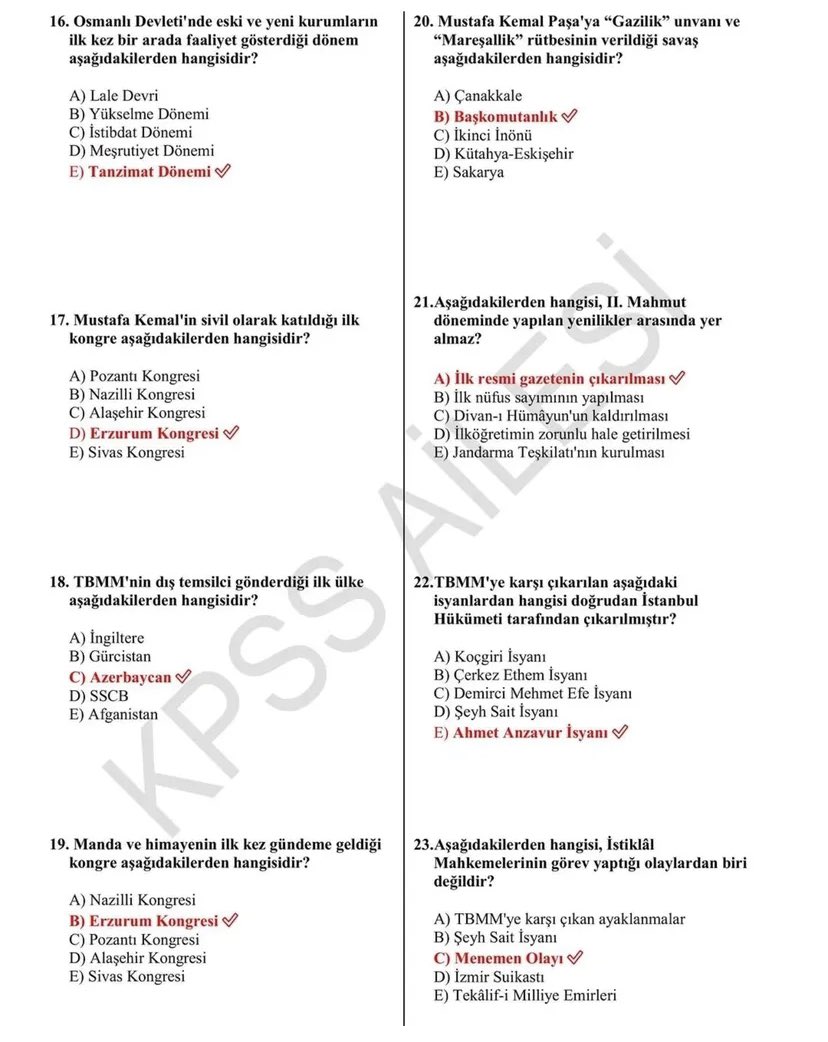 Yapay Zekaya Göre #kpss Çıkabilecek Tarih Soruları 🔗
Kaynak ig: kpssailesi