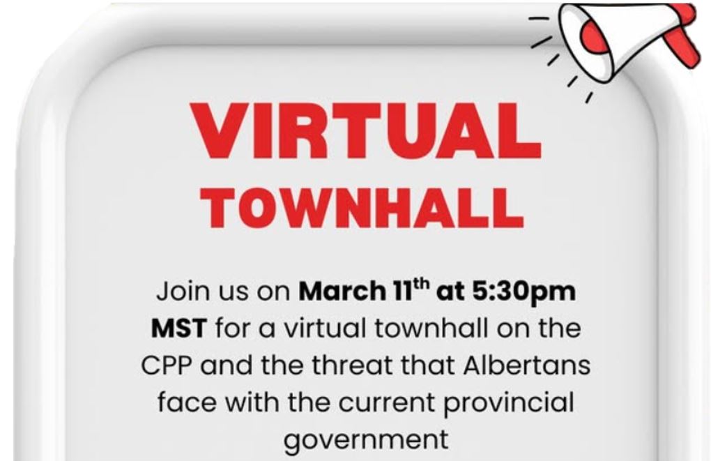 This Wednesday, join Parkland’s E.D. Ricardo Acuña and pension policy expert Ellen Nygaard for a virtual townhall on the CPP and the future of retirement security in Alberta — An event by Public Interest Alberta. 
Register at pialberta.org/cpp_virtual_to…