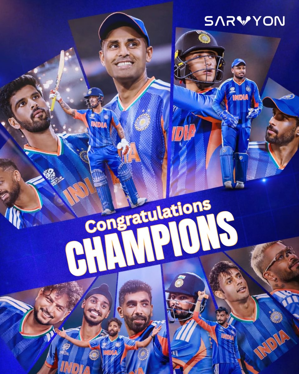 Sarvyonglobal's tweet photo. New Zealand brought the fight.
India brought the trophy. 🇮🇳🏆
#TeamIndia #INDvsNZ #Champions #IndiaWins #WorldCupFinal #icct20worldcup2026 #IndiaVsNewZealand #IndiaWins 
@BCCI @ICC @ICCMediaComms @cricketworldcup @ICCLive https://t.co/cMDT2AvqKy