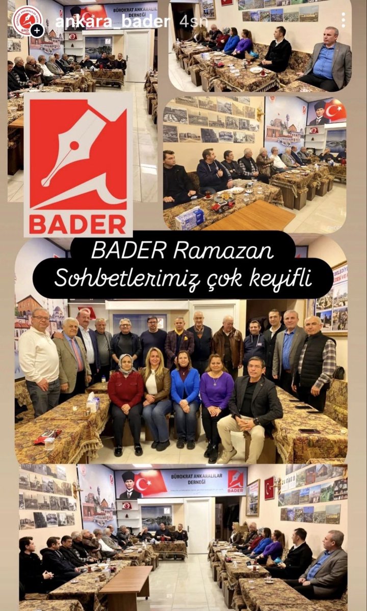 BaderAnkara's tweet photo. BADER Ramazan Sohbetlerimiz kapsamında hemşehrilerimiz ile keyifli bir zaman geçirdik.

Başta üyemiz Ankara Kalkınma Ajansı Başkanı Dr. Duhan KALKAN olmak üzere tüm hemşerilerimize teşekkür ediyoruz.

#BADER
#BürokratAnkaralılarDerneği https://t.co/0fCyyJfwXk