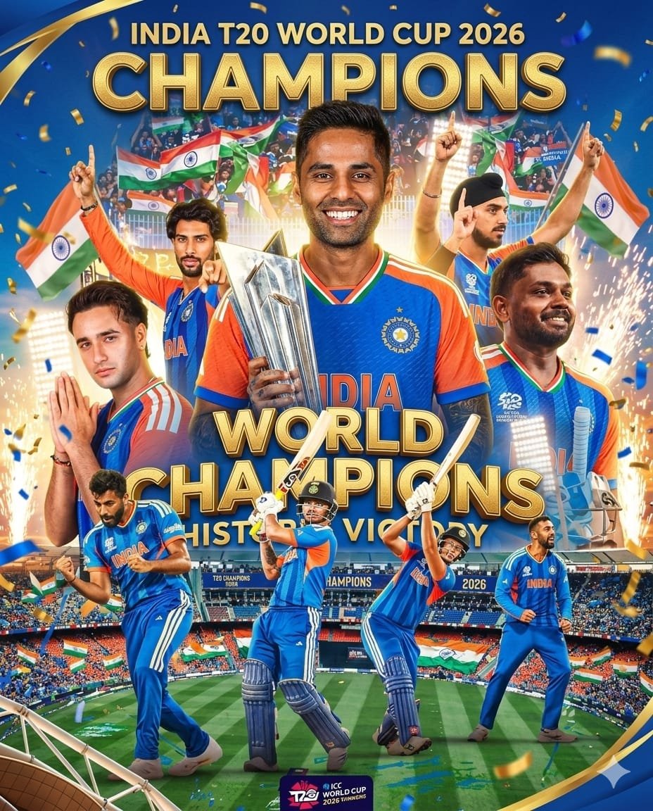 AtulSh_1's tweet photo. 𝐂.𝐇.𝐀.𝐌.𝐏.𝐈.𝐎.𝐍.𝐒 🇮🇳

#TeamIndia clinch a record 3️⃣rd ICC Men's #T20WorldCup title 🏆 https://t.co/UuBBmLBqsj