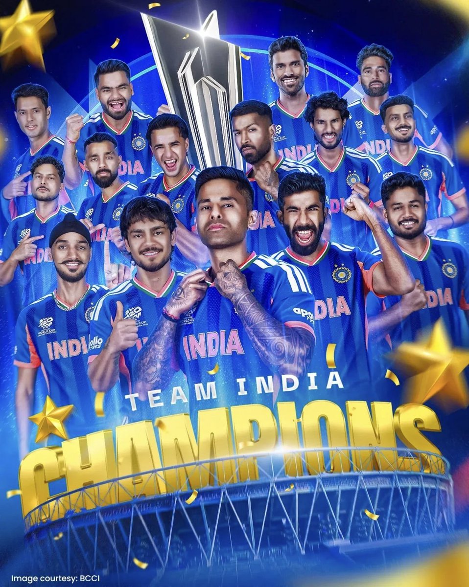 im_varunkumar07's tweet photo. 𝐂𝐇𝐀𝐌𝐏𝐈𝐎𝐍𝐒 🇮🇳🏆💙

India Are 𝗕𝗔𝗖𝗞-𝗧𝗢-𝗕𝗔𝗖𝗞 𝗧𝟮𝟬 𝗪𝗢𝗥𝗟𝗗 𝗖𝗨𝗣 𝗖𝗛𝗔𝗠𝗣𝗜𝗢𝗡𝗦! 🔥

The Men In Blue Lift The Trophy For The Third Time In History. 🎉

#TeamIndia #BleedBlue #T20WorldCup https://t.co/CurAeN1ooN
