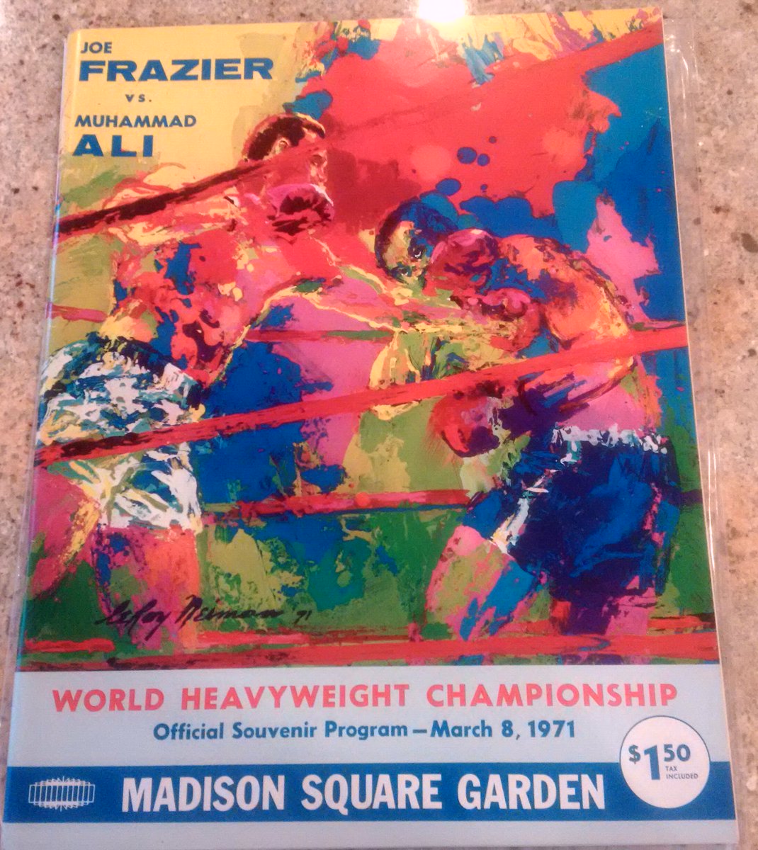 DanRafael1's tweet photo. 55 years ago today was arguably the biggest fight in #boxing history, the epic 1st battle of the legendary Muhammad Ali-Joe Frazier trilogy that matched undefeated fighters both with a claim the heavyweight title. Frazier had the hardware, Ali owned the lineage. It was an all-time great fight that Frazier won by 15-rd decision. From my collection: A scarce MINT program, a candy dish given to media covering the fight, a glove signed by both men & a card from 2020 Topps Heritage set commemorating the bout.