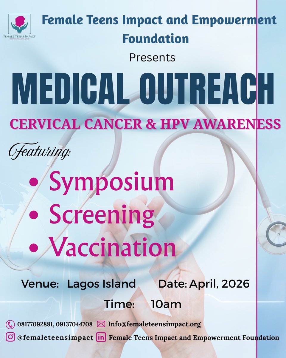 We are proud to announce our upcoming Medical Outreach on Cervical Cancer &amp; HPV Awareness.

This outreach is designed to educate, empower, and protect women and girls by providing access to critical health information and services that can help prevent cervical cancer.

#iwd