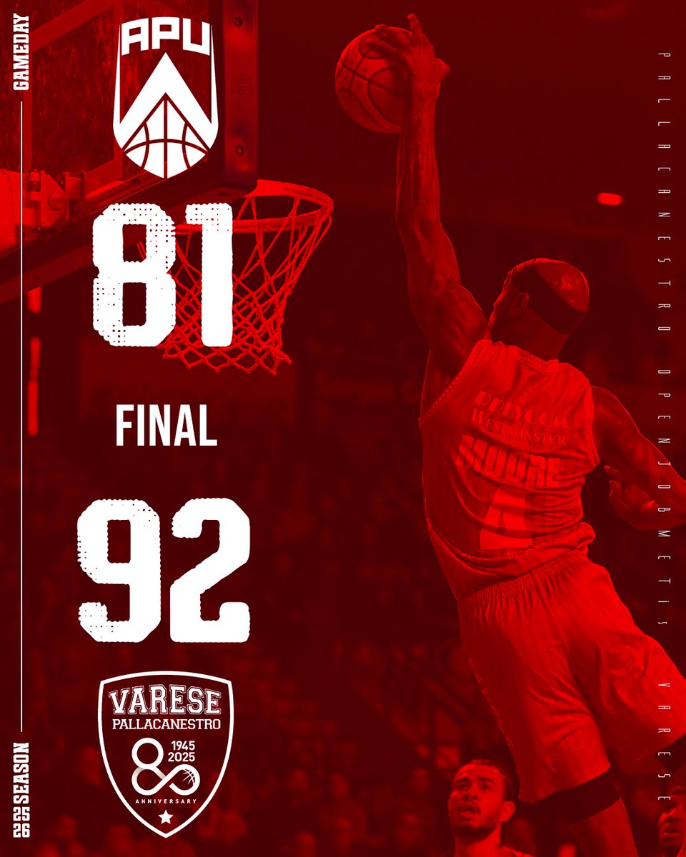 PallVarese's tweet photo. Il nostro campionato ricomincia con una vittoria al Pala Carnera, siamo carichi per tornare a casa⁉️DAI VARESE 🎯

Domenica prossima tutti a Masnago 🤍❤️

#NoiSiamoVarese https://t.co/Ocz5LBdRK6