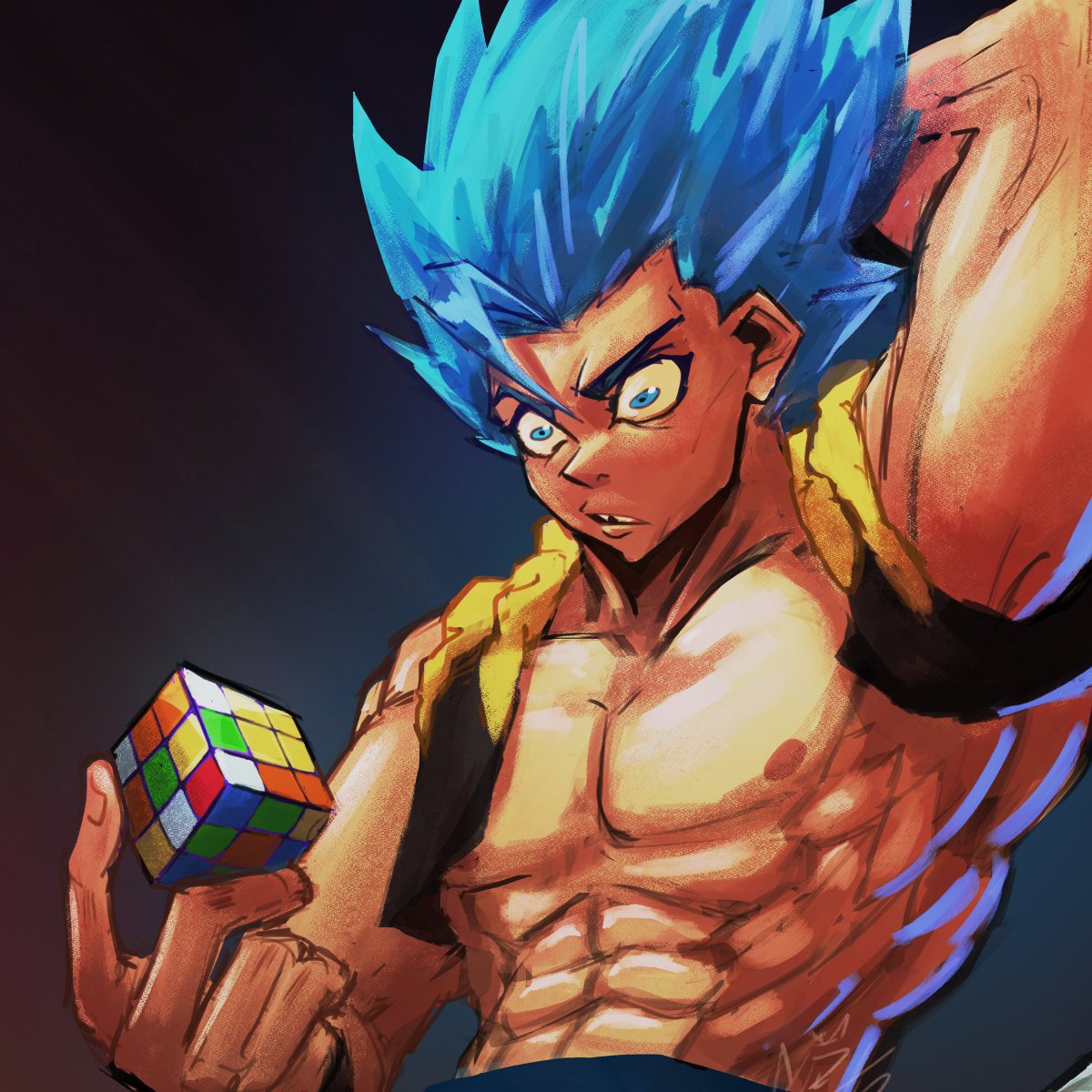 Yugichu's tweet photo. Gogeta fan art!! His toughest challenge yet! #DragonBall #AnimeArt #ArtistOnTwitter #dbz https://t.co/AaO9kK0mB0