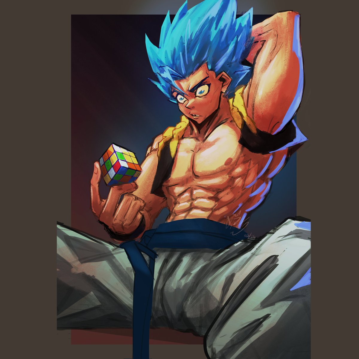 Yugichu's tweet photo. Gogeta fan art!! His toughest challenge yet! #DragonBall #AnimeArt #ArtistOnTwitter #dbz https://t.co/AaO9kK0mB0