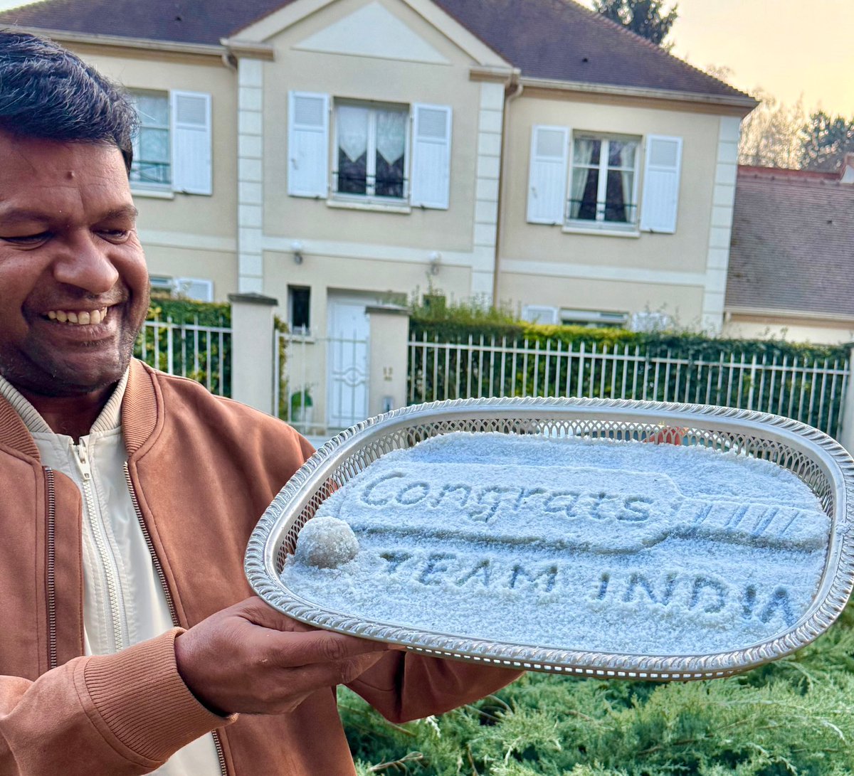 sudarsansand's tweet photo. Team India’s historic T20 World Cup win truly touched my heart! 🇮🇳🏏
I couldn’t resist celebrating it through my art from Paris, France!  In just 5 minutes, I created a small installation as a tribute to our incredible team.
Congratulations, Team India! Jai Ho! 🇮🇳
#France 
#INDvNZ 
#T20WorldCup2026final