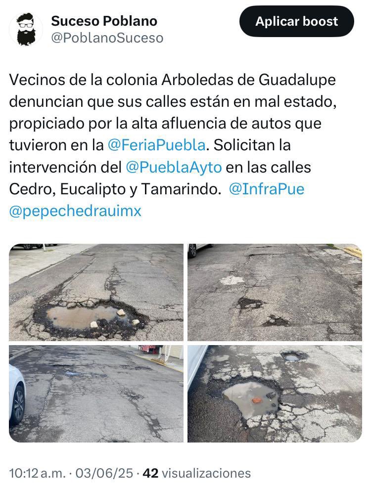 PoblanoSuceso's tweet photo. @Elchelis @armentapuebla_ Si tú, ándale. Reportado desde junio, a la fecha no han atendido. @armentapuebla_ https://t.co/QVzD3GFqk8