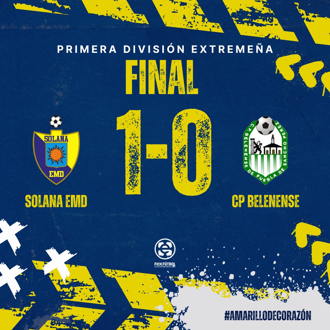SolanaEMD's tweet photo. ⏱ FINAL’ | EMD Solana 1️⃣ - CP Belenense 0️⃣

⚽ Victoria muy trabajada ante un rival que hizo muy buen partido.

➡ El gol de Pozo nos da la victoria. Curiosamente, también marcó en el partido de la primera vuelta.

#SolanaBelenense
#AmarillodeCorazón 💛 https://t.co/OIF4MfiCp7