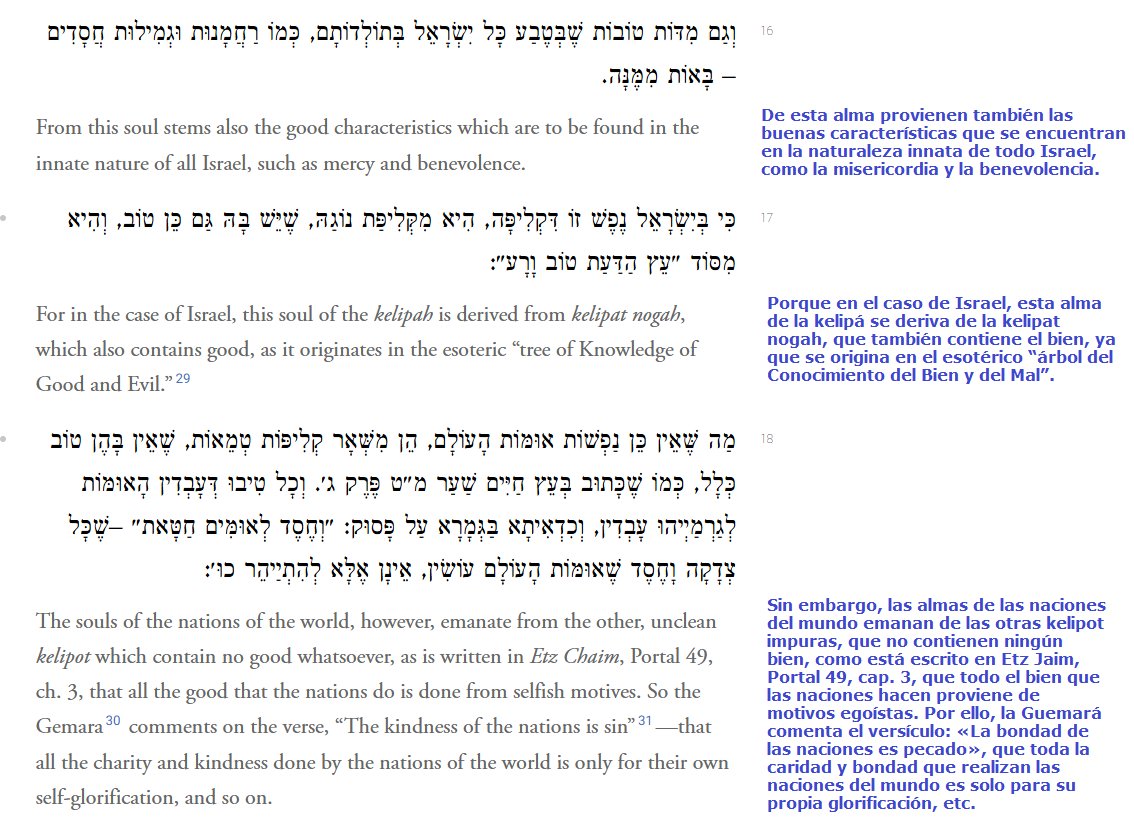 Estoy tan cansado de que nadie nos defienda, ni en la oposición ni en los medios. De que nadie cuente esto, que lo saben:

El Rebe Lubavitch es Menachem Mendel Schneerson. Esto decía de los "gentiles", los no judíos:

▪️"Existen dos tipos de alma contrarios: el alma no judía