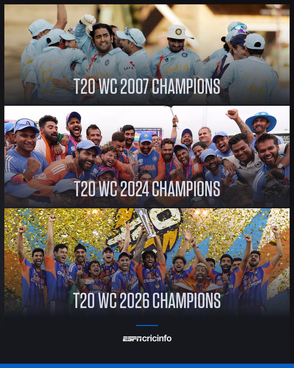 cricinfo's tweet photo. The most successful team in men's T20 World Cup history 🏆🏆🏆 https://t.co/e81Nd47PWZ