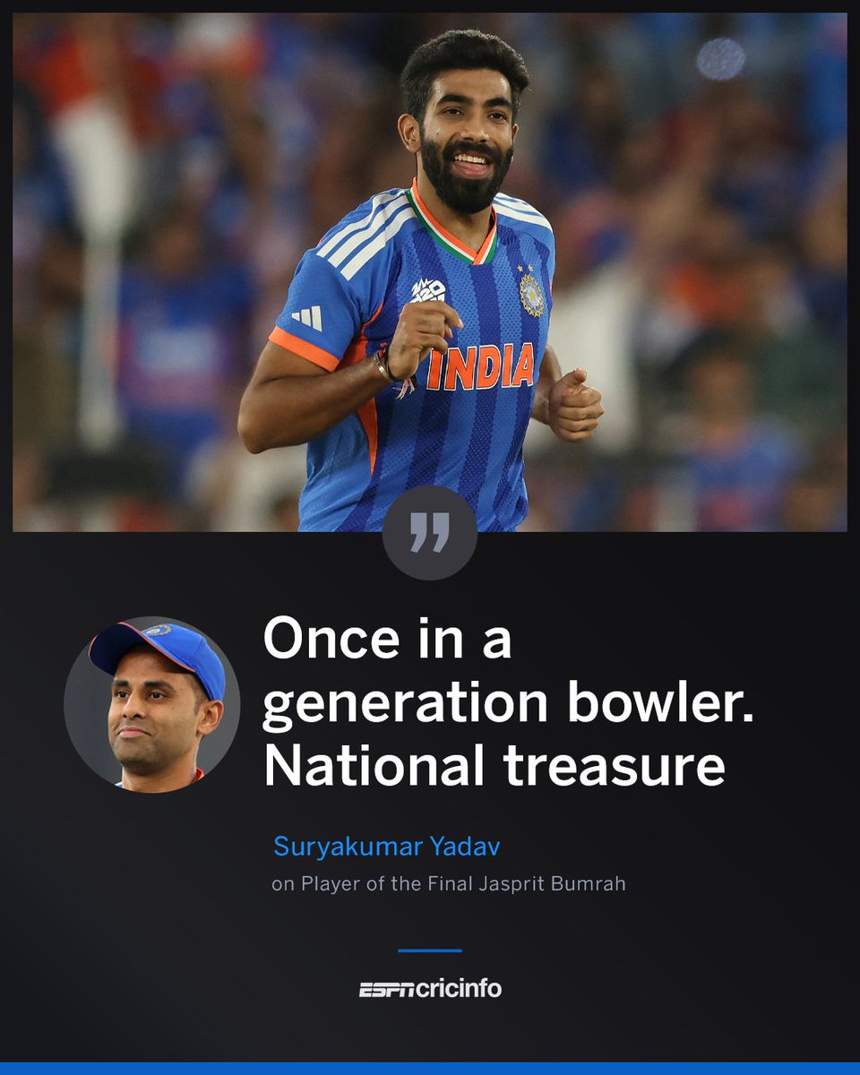 cricinfo's tweet photo. Oh to have Jasprit Bumrah in your side 🐐 https://t.co/ElhAtxbg0E