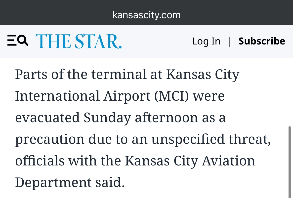 CoryBittnerKC's tweet photo. @KCStar Why did you say bomb threat in your post here when you reported unspecified threat in your story? https://t.co/VTRR74qMc9