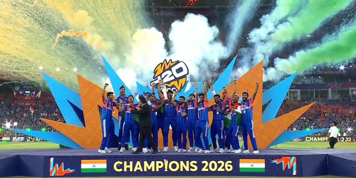 FarziCricketer's tweet photo. Congratulations Team India. The tournament didn't start as we expected. A few visible weakness, but good thing about having such high quality resources is you work it out. They did. Players stepping up at the right time. This unit was meant to dominate, and eventually they pushed enough to get that title.