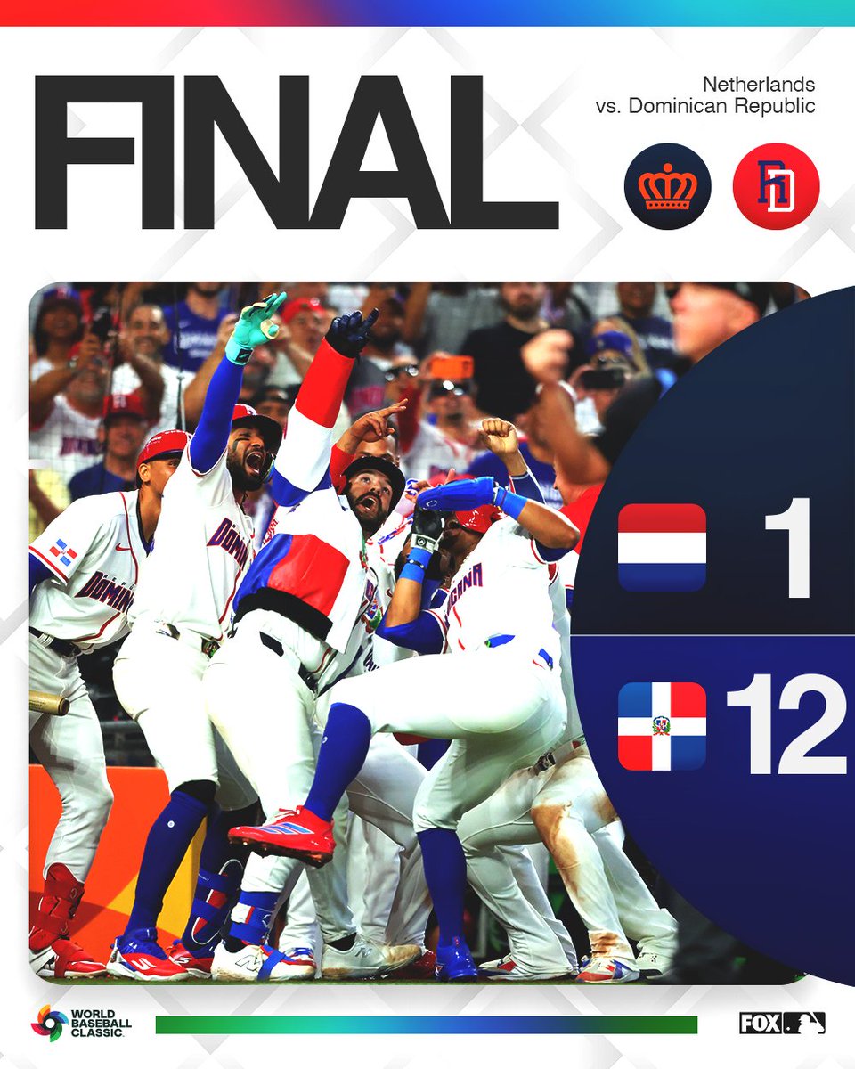 The Dominican Republic is now 2-0 in Pool D after their early termination rule walk-off!

Dominican Republic has now scored 24 runs in two games 😳