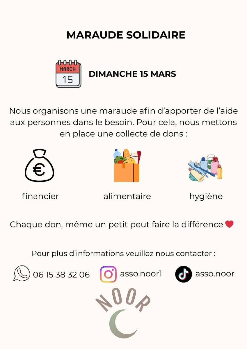 Salut l’équipe, on organise une maraude dimanche prochain pour tout ceux qui souhaitent participer voici le lien 🙌🏽🙌🏽helloasso.com/associations/n…