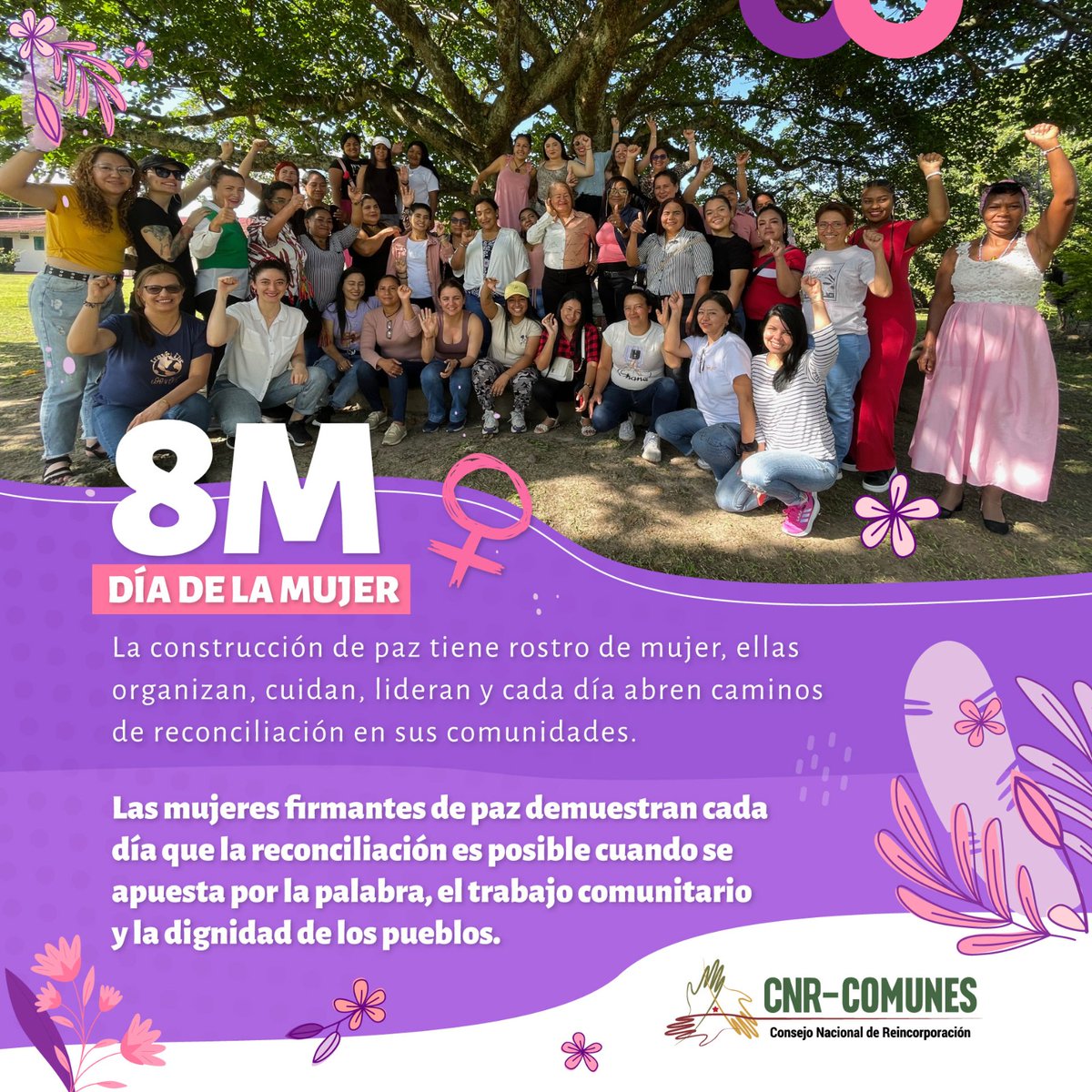La #ConstrucciónDePaz tiene rostro de #Mujer💜 ellas organizan, cuidan, lideran y cada día abren caminos de reconciliación en sus comunidades.

Las mujeres #FirmantesDePaz🕊️ demuestran cada día que la reconciliación es posible cuando se apuesta por la palabra, el trabajo