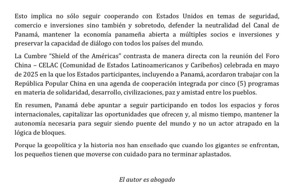 JDelRosarioA's tweet photo. 🔴Les invito a leer mi nuevo artículo titulado “Shield of the Americas: Por qué Panamá está en el centro del tablero hemisférico”

Si te pareció interesante, ayúdame a compartirlo. https://t.co/pA0zyNjEzD