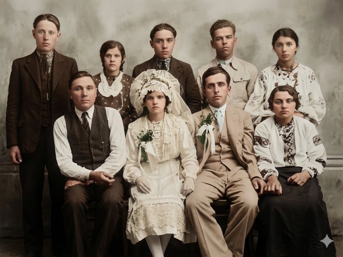 sloochik89's tweet photo. Бабусине весілля

Тернопільська обл., село Великий Говилів, 1937 рік.

Реставрація: Gemini Nano Banana 2 https://t.co/KWRr83F1l2