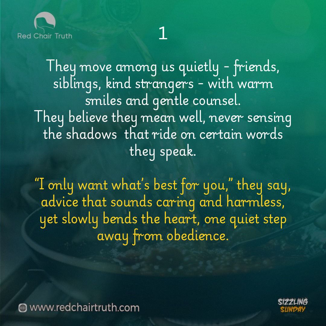 redchairtruth1's tweet image. Not all who smile carry light. Some walk as angels, yet their steps serve the night. Hearts drift slowly, whispers bend paths—but grace still shines. Tune your ears to the Shepherd’s voice. 

Join today’s Sizzling Sunday reflection.

#RedChairTruth #SizzlingSunday #RCT #ItaUdoh