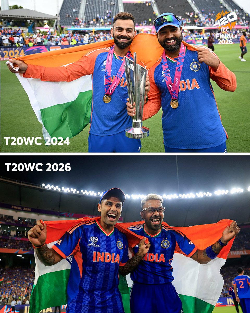 PatelDharak2's tweet photo. India’s finest draped in tricolour and #T20WorldCup glory 📸 🙌 https://t.co/2U1tPe7Ma2