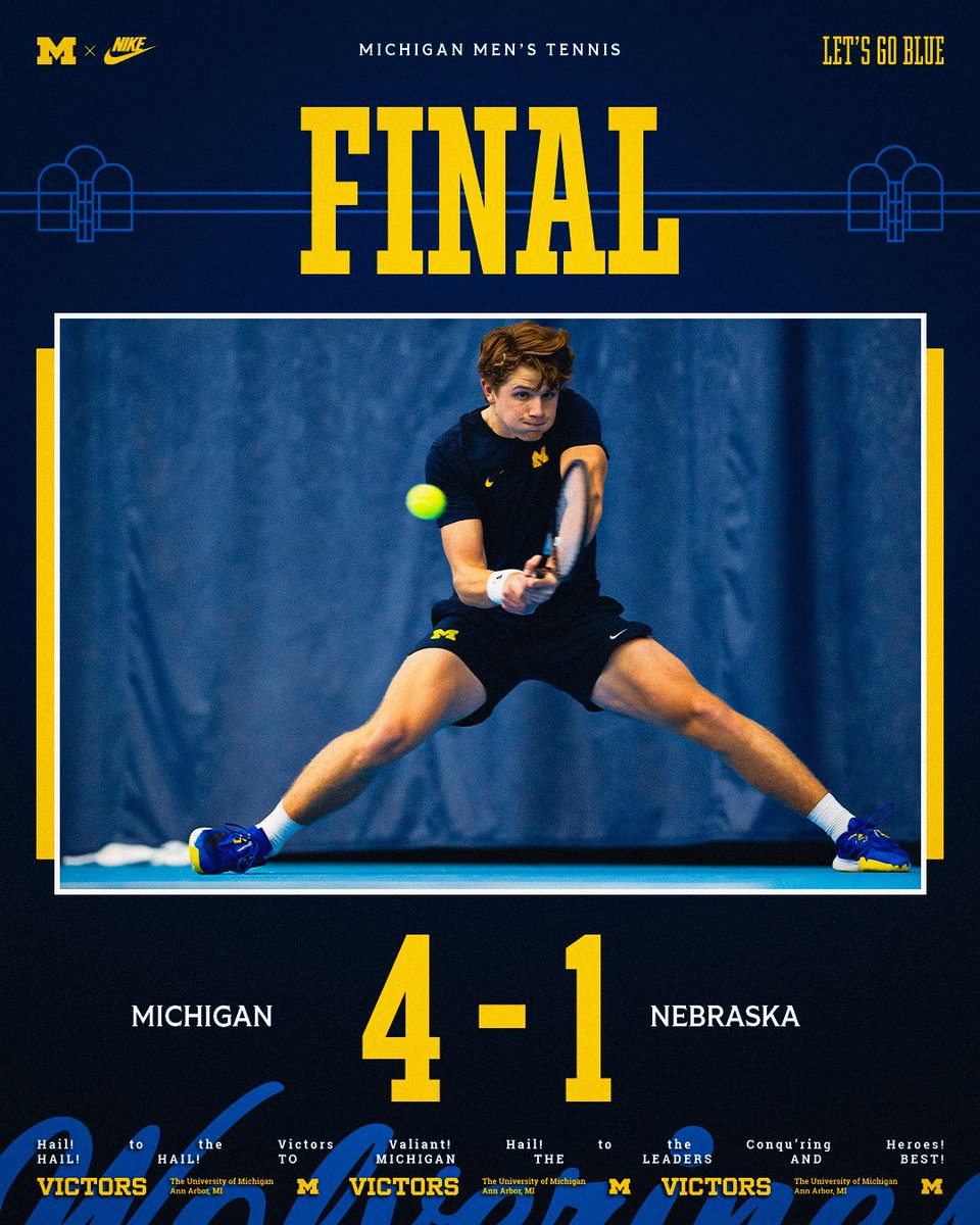 umichtennis's tweet photo. Michigan takes down Nebraska, 4-1 https://t.co/d4Wc0ffWzv