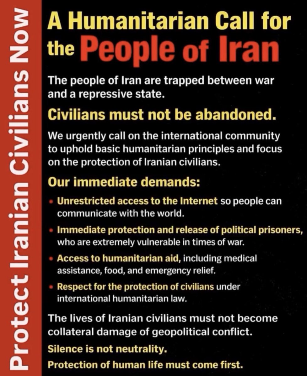 TheHanieh's tweet photo. Humanitarian call for the people of Iran! #Iran #IranWar #IranWar2026 
#جنگ https://t.co/lfCzCXkWQi
