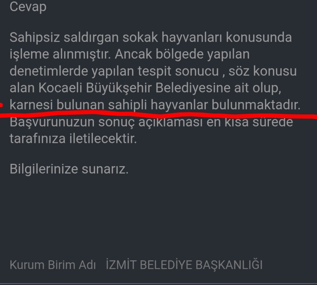 ABİ KAFAYI YİYECEĞİM YA! Yaşadığım sitenin durağına köpek kulübesi koymuşlar sahipsiz 10 köpek var diyorum <a href="/izmitbelediye/">İzmit Belediyesi</a> si cevap yazıyor onlar karneli sahipli diye ! Sahipli ise sahibi nerde?  Kanun nerde? Devlet nerde ??? <a href="/Kocaelibel/">Kocaeli Büyükşehir</a> <a href="/kocaelivaliligi/">TC Kocaeli Valiliği</a>