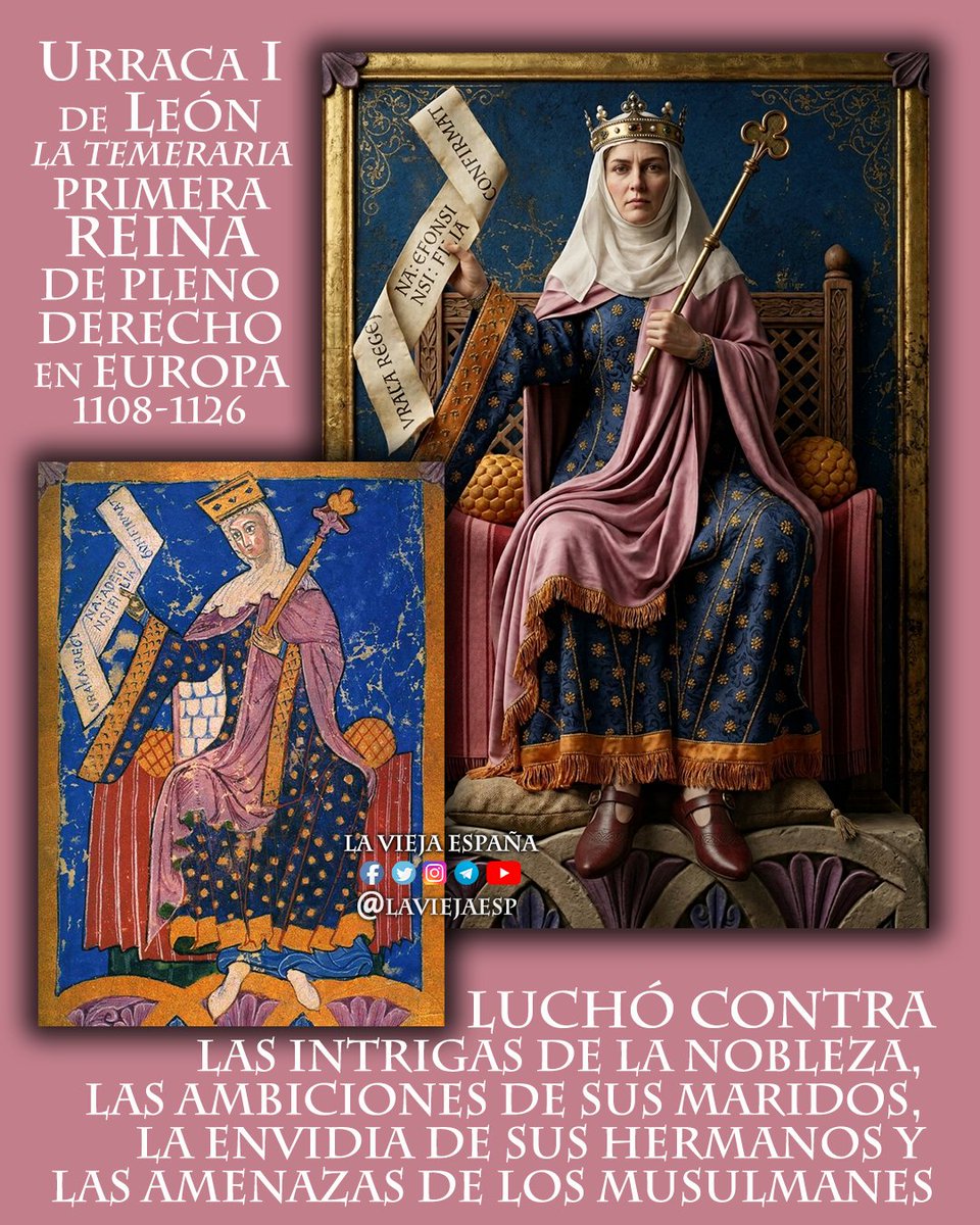URRACA I DE LEÓN
Urraca I, reina de León y Castilla, dejó una huella imborrable en el panorama político y social de su tiempo. Fue la primera mujer en Europa en ejercer un reinado de pleno derecho. Su apodo, la Temeraria, refleja su valentía
laviejaespaña.es/urraca-i-leon
