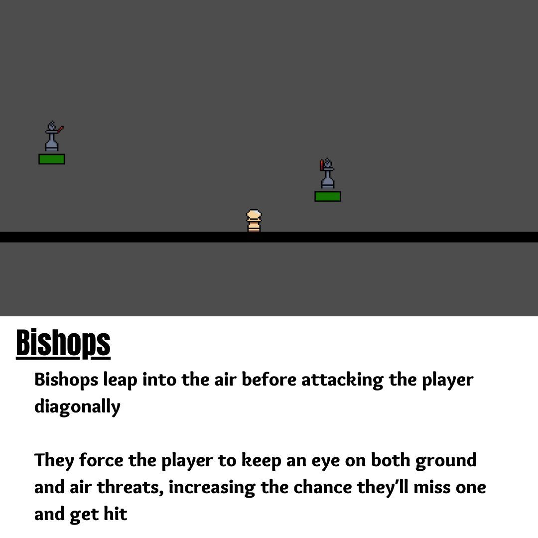 Jambuckett's tweet photo. The different enemies in my Chess Combat Platformer project

Enemies are based off of Minecrafts enemy variety and how they effect gameplay 

I am very excited for this project and I hope you are too

#chess #gamedev #indiegamedev #gamejamgame #chessgame https://t.co/pMR7wEyNhu
