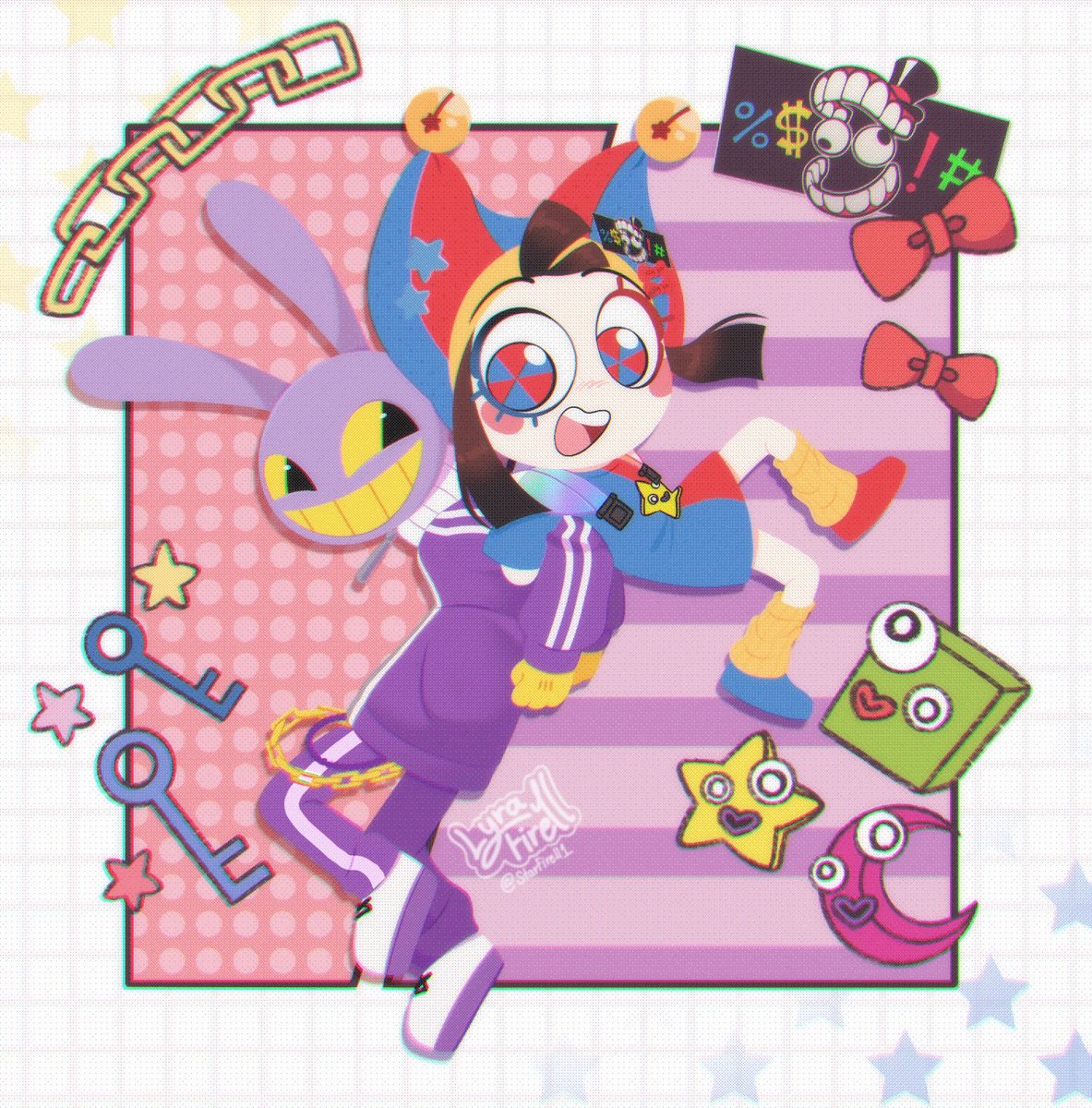 Kinda late, but I wanted to draw their outfits from one of the most recent collabs 🫣✨ #tadc #tadcpomni #tadcjax