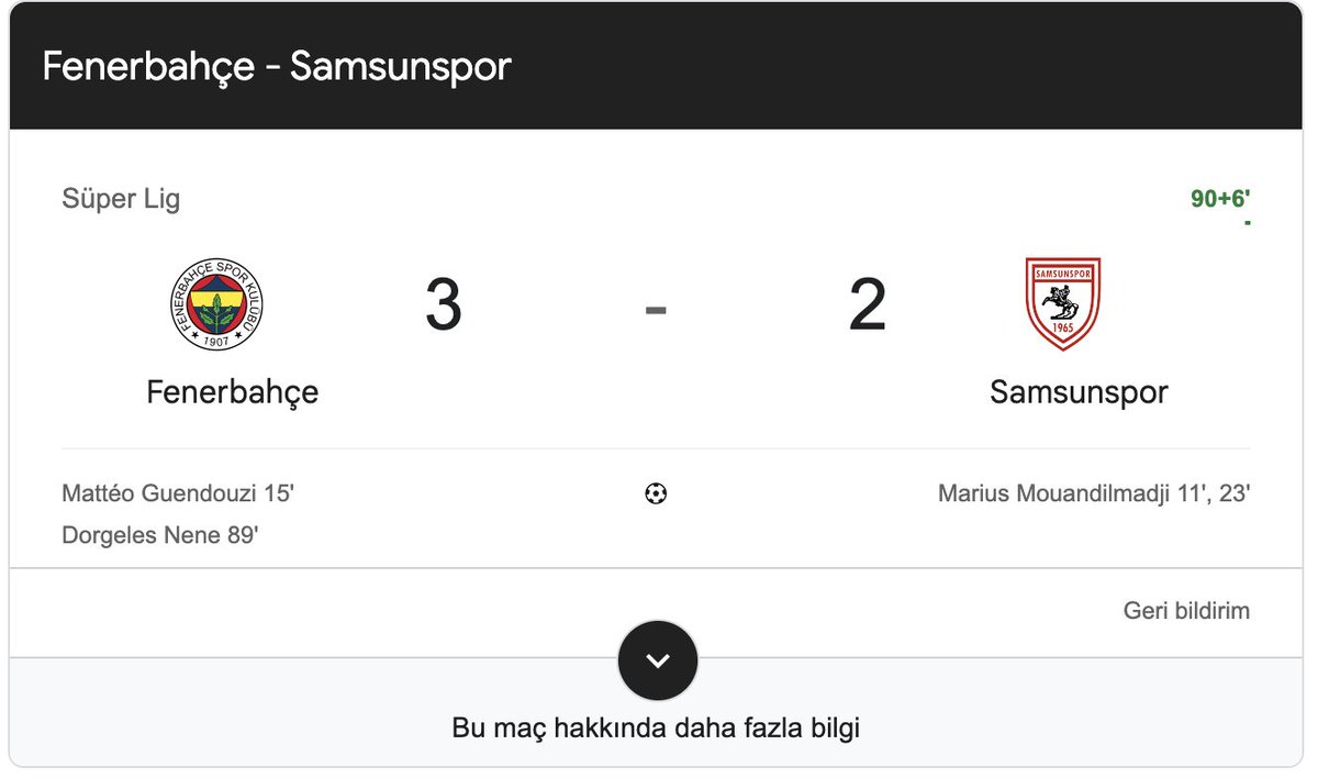 Fenerbahçe 3 Samsunspor 2 maç bitti nethaberler.com/haber-fenerbah…