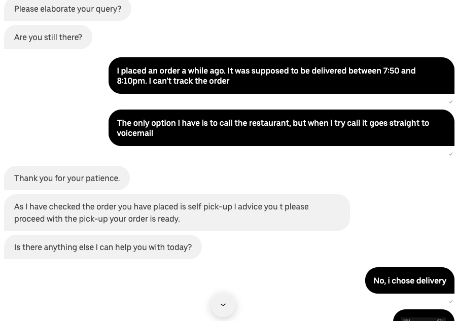 CapePerspective's tweet photo. @UberEats @Uber_RSA @Uber_Support Is this what passes for "support"? https://t.co/WG2f8zAwvh