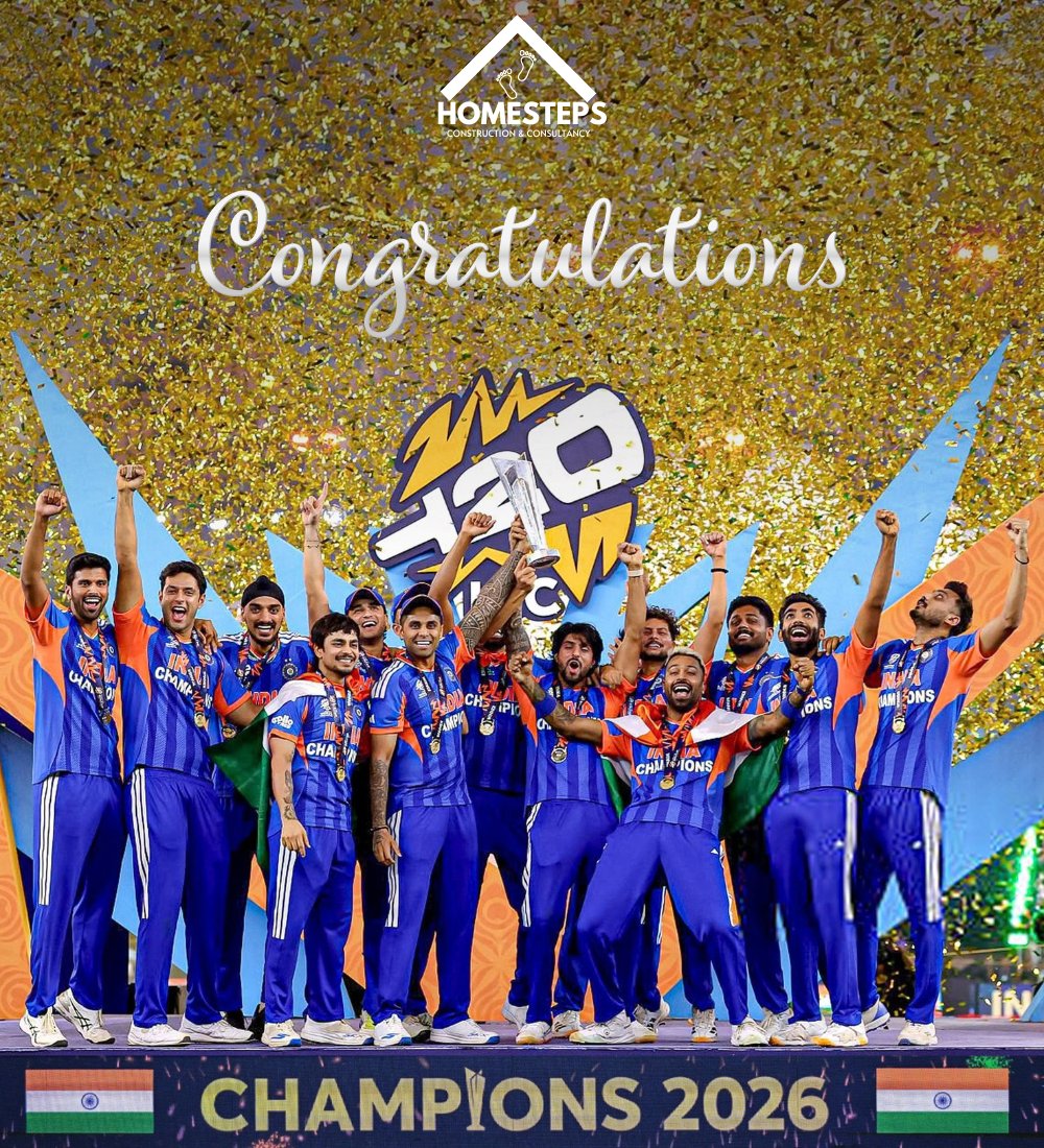TheHomesteps's tweet photo. Champions! 🇮🇳

Congratulations to the Indian team on winning the ICC Men’s T20 World Cup!

#teamindia #t20worldcup2026 #homesteps #worldchampion https://t.co/Od5a5H2nLO