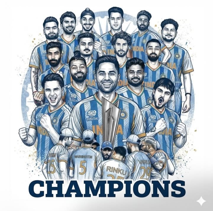 AV_3424's tweet photo. History repeats itself , India  team lift the ICC Men's T20 World Cup again! 🇮🇳🏆🔥. History Repeats Again #teamblue
#TeamIndia2026 #T20WorldCup2026final #T20WorldCup https://t.co/HDRv51RIrs