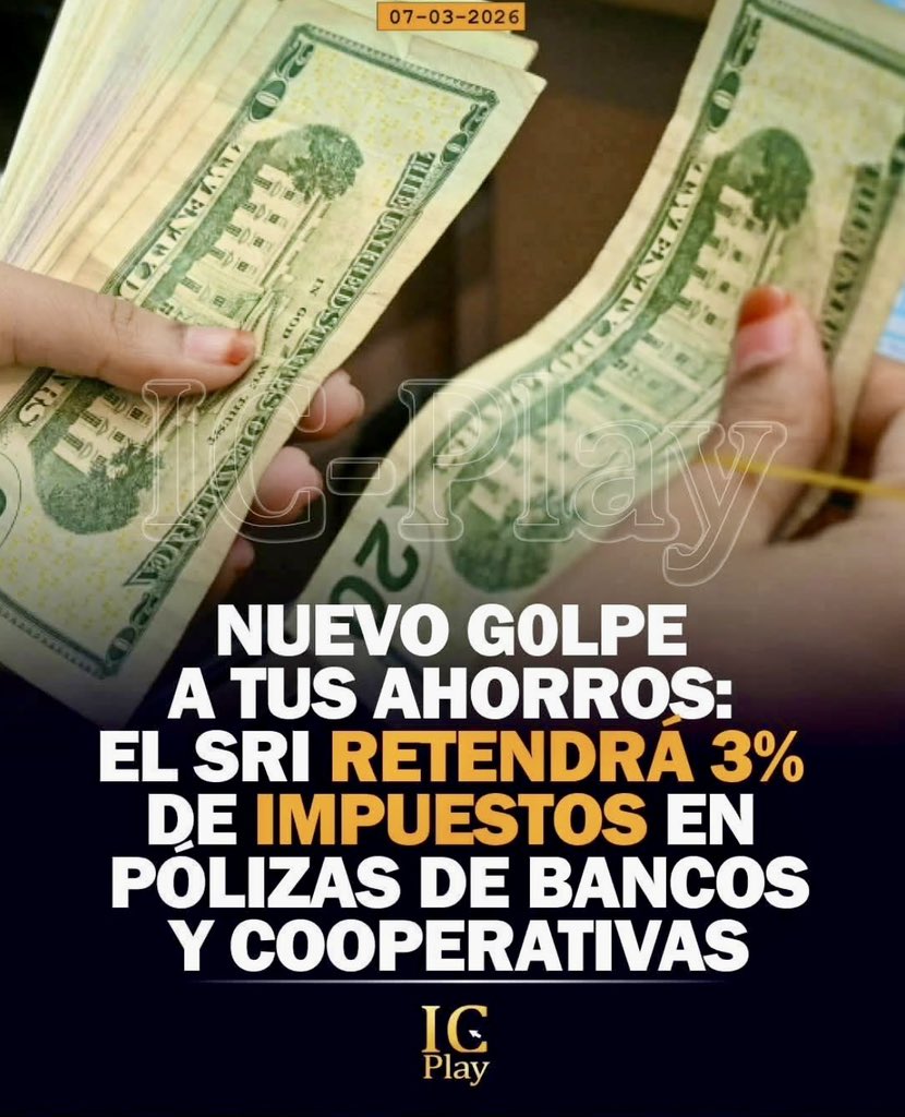 Se borró USD 98 millones con la ayuda de su amigo #Larco, el bachiller que preside el <a href="/CJudicaturaEc/">Consejo de la Judicatura</a>, pero a la gente que labura le crean nuevos impuestos. O sea, nos hace pagar lo que él no paga. Cómo van las cosas, vale más no tener ahorros.
<a href="/SRIoficialEc/">SRI Ecuador</a> 
#Noboa