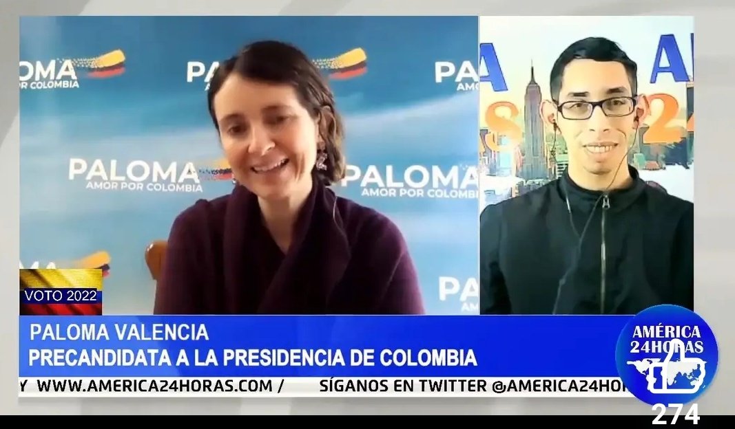 MRAlejandroJose's tweet photo. Recordando el paso de @PalomaValenciaL por nuestros micrófonos en América 24 Horas. En el marco de las primarias presidenciales en #Colombia, le deseo el mayor de los éxitos en su camino y propuestas para Colombia. @CeDemocratico

#ColombiaElige https://t.co/ifMVlO5x94