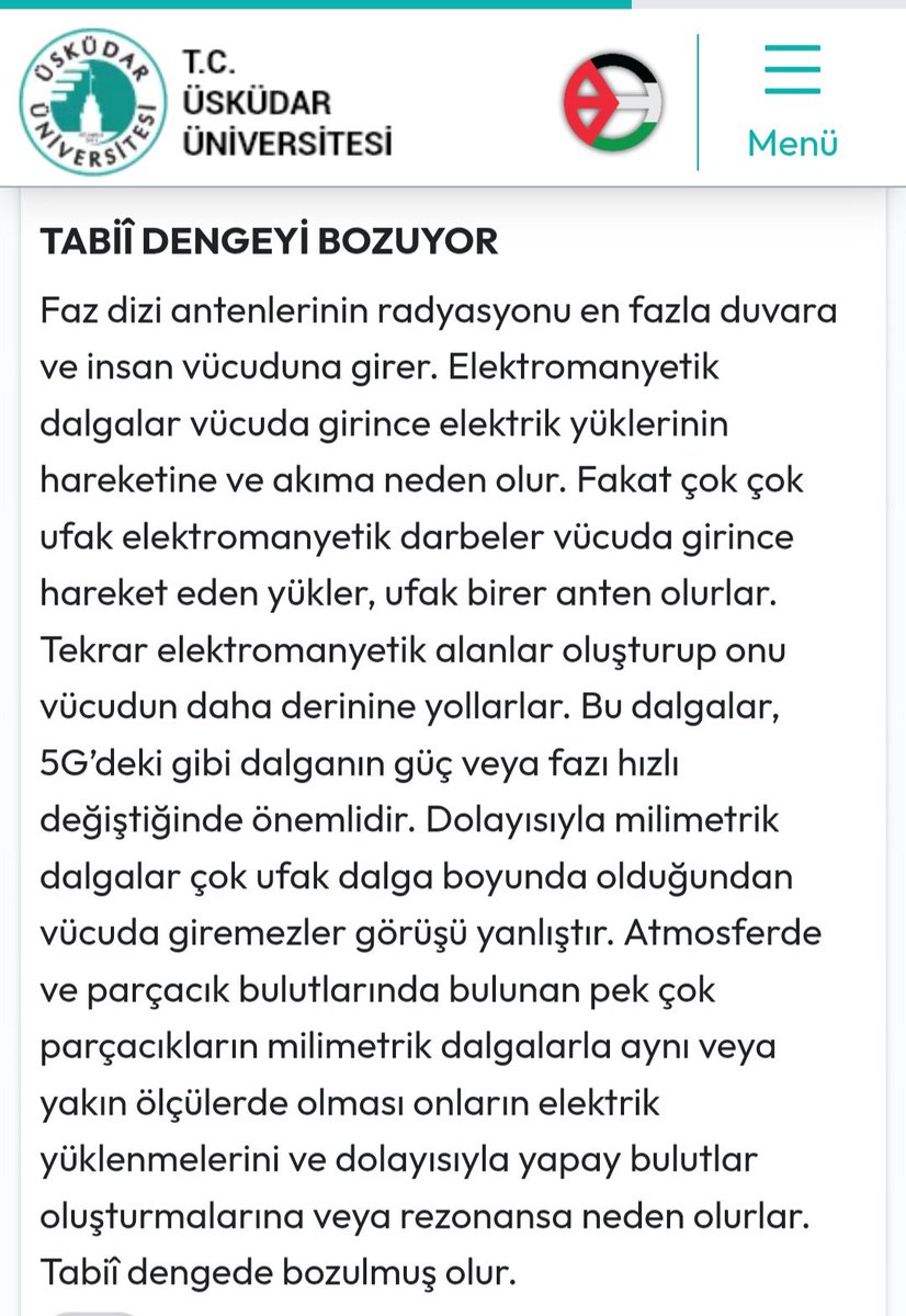 5G 'nin yaydığı radyasyon ile minik antencikler insan vücuduna girerek yapay bulutlar gibi bedende elektromanyetik alanlar oluşturuyor. Vücudun doğal elektrik sistemi bozuluyor. Vücudun elektrik yükleri artarak akıma sebep olabiliyor.
Tüm bunlara neden katlanmamız gerekiyor
