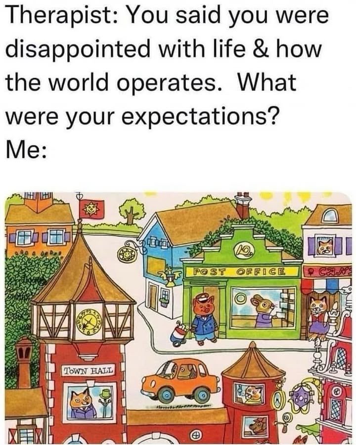 iamtraciwithani's tweet photo. I mean, ya. Kind of. Didn’t think it was too much to ask.  😜  #clownworld #funny #therapyhumor https://t.co/YS8V3RZN6Q